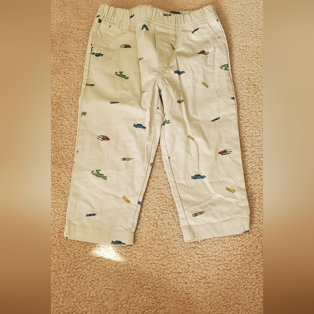 NWOT Carters Toddler Boys Tan Khaki Pants School Cars Dinosaur